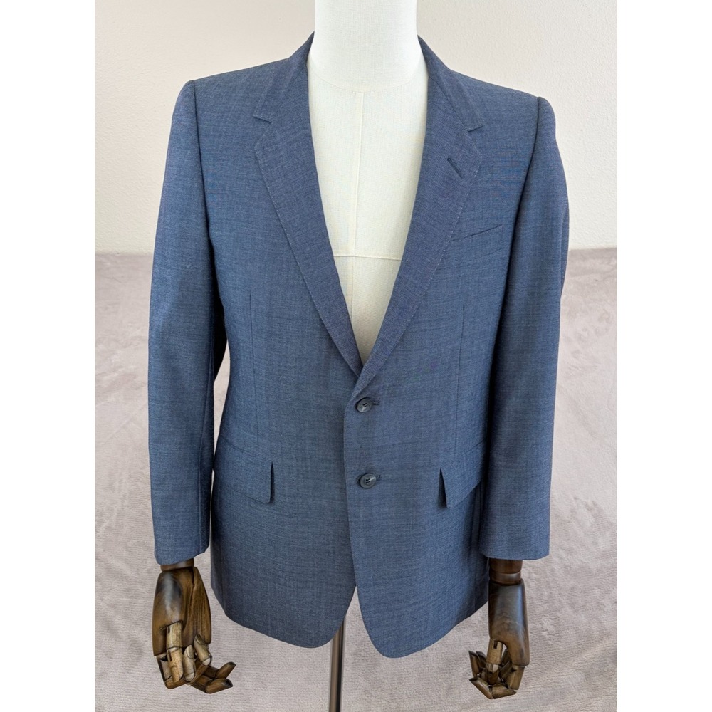 Vintage Lanvin Paris New York‎ Sports Coat Blazer Men 38 Blue Two Button Front